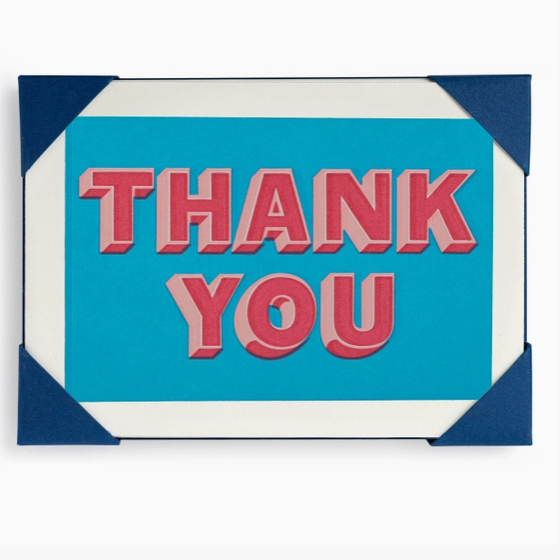 Bold Pink: Pack of five thank you cards with envelopes in a bold pink design⠋