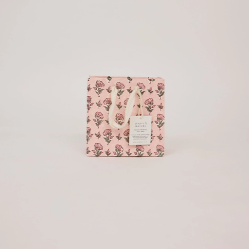 Block Printed Gift Bag - Blush (small)