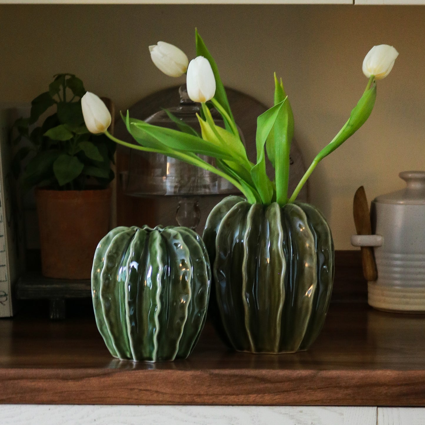 Green Ceramic Pod Vase