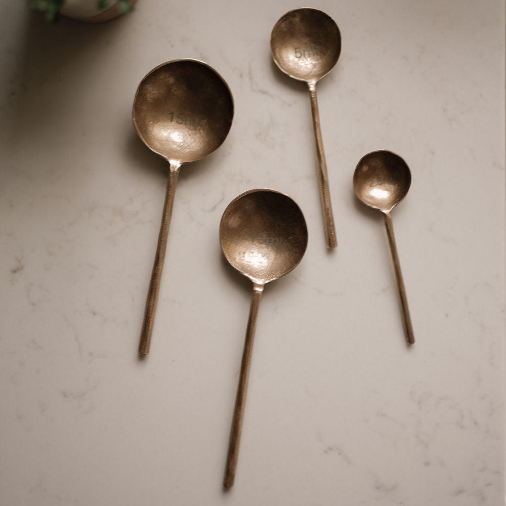 Brass Finish Iron Measuring Spoons – Set of 4