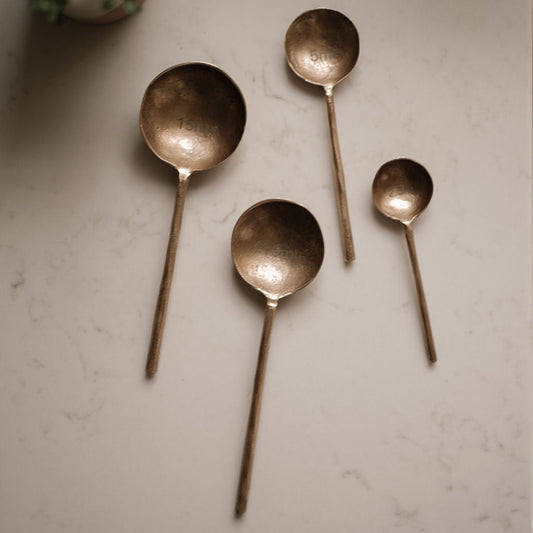 Brass Finish Iron Measuring Spoons – Set of 4