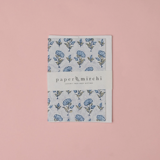 Block Printed Greeting Card- Blue