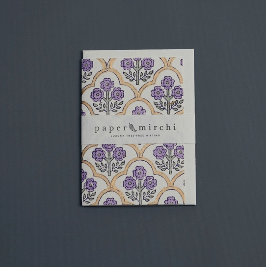 Block Printed Greeting Card- Lavendar Trellis