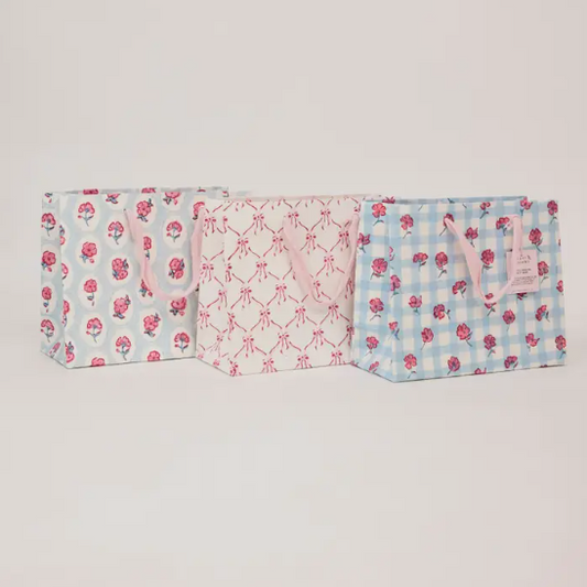 Block Printed Gift Bag- Pink (medium)