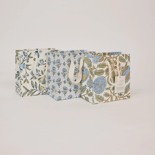 Block Printed Gift Bag - Blue (small)