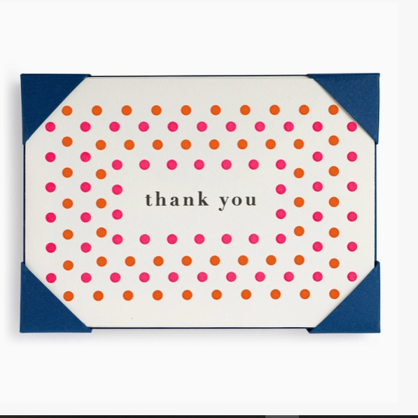 Bright Dots: Pack of five thank you cards with envelopes in a colourful bright dots design