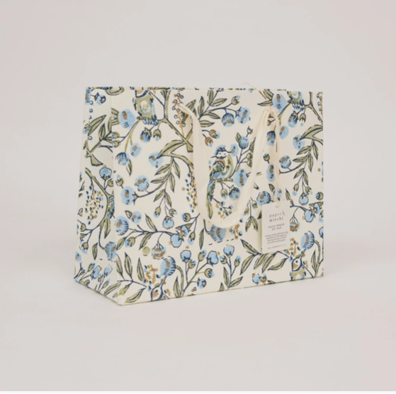 Block Printed Gift Bag- Blue (medium)