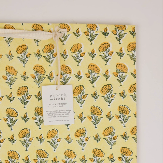 Block Printed Gift Bag-Sunshine (large)