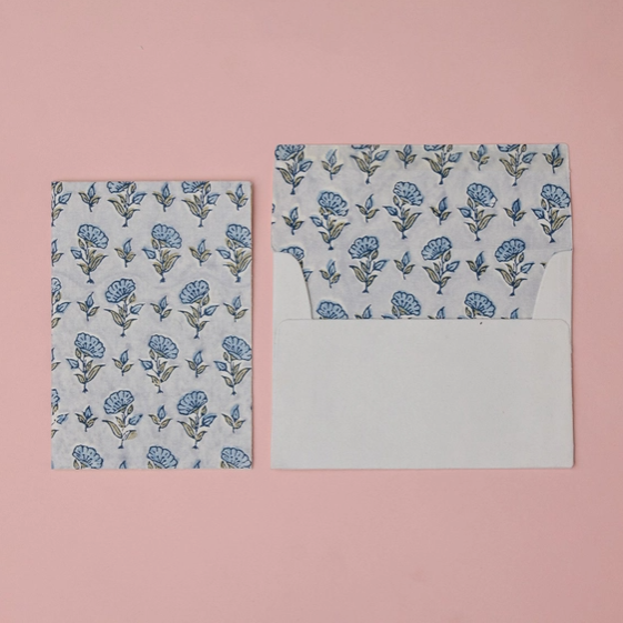 Block Printed Greeting Card- Blue