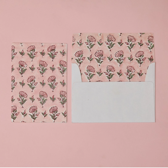 Block Printed Greeting Card- Blush