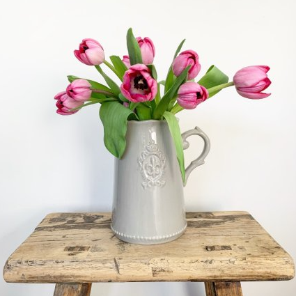 Grey Fleur De Lis jug — classic ceramic home accessory by The Rustic Barn Company