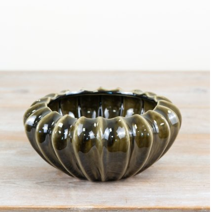 Olive green pod bowl small — rustic home décor by The Rustic Barn Company