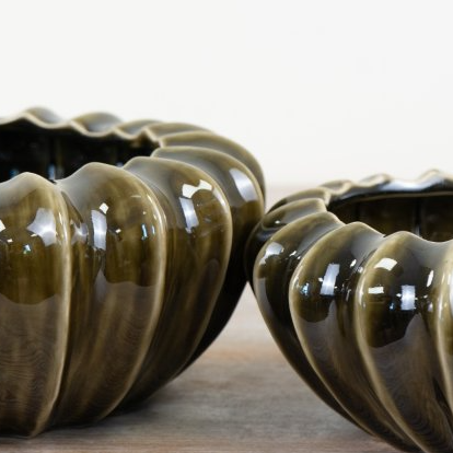 Olive green pod bowl small — styled ceramic bowl by The Rustic Barn Company