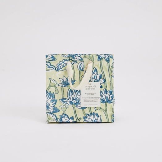 Block Printed Gift Bag - Indigo (small)