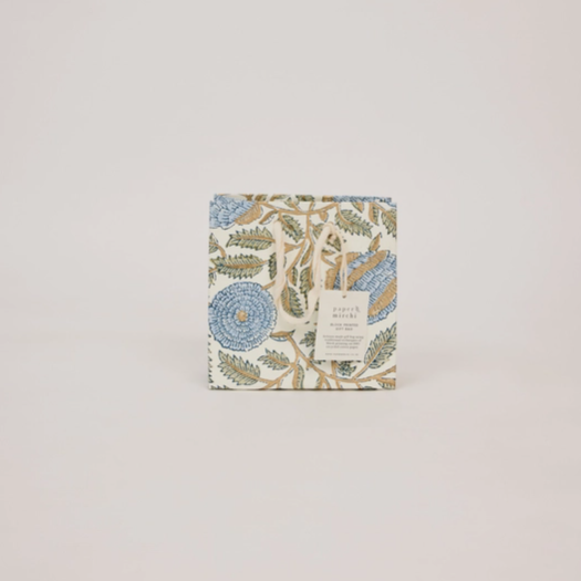 Block Printed Gift Bag - Blue (small)