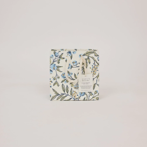 Block Printed Gift Bag - Blue (small)