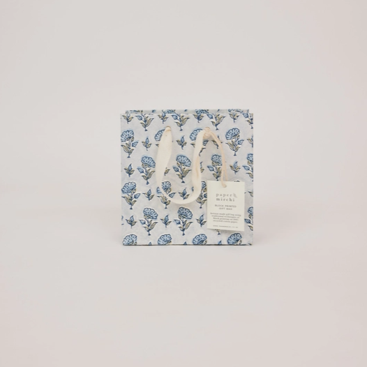 Block Printed Gift Bag - Blue (small)