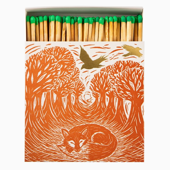 Woodland Fox: Luxury safety matchbox with a woodland fox design